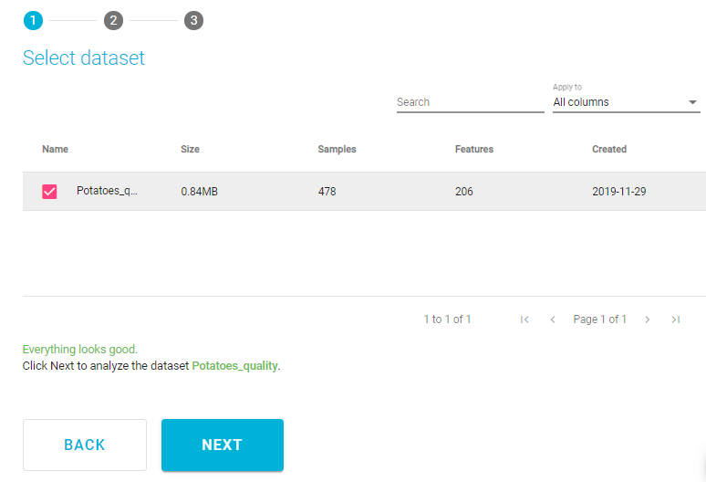 Select dataset