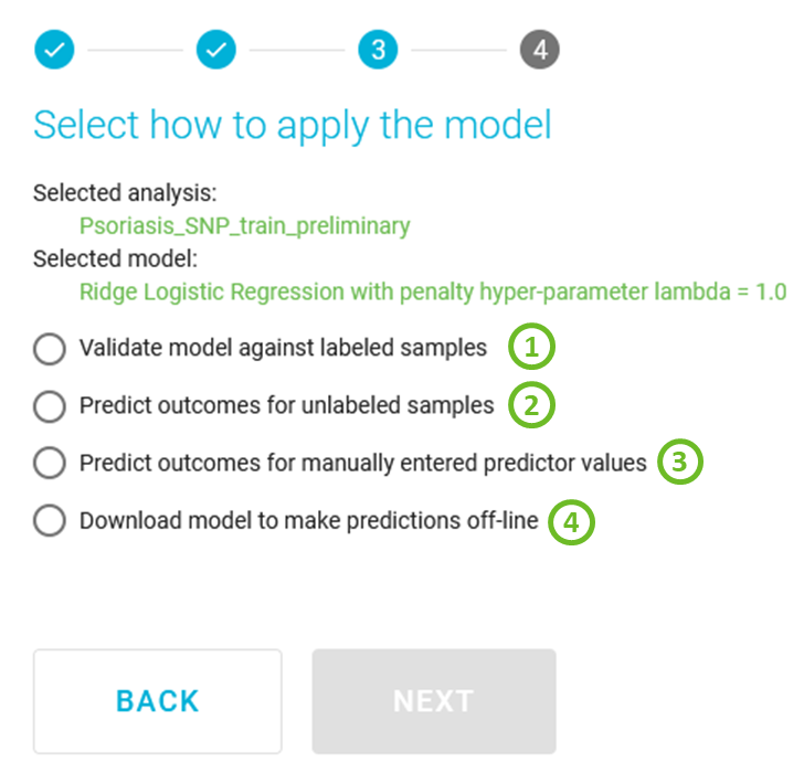 Select how to apply the model