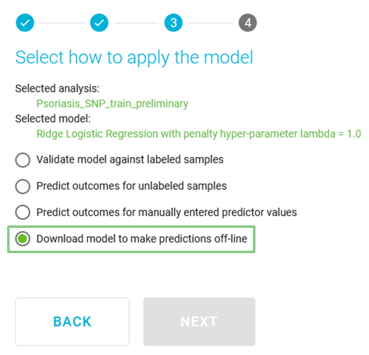 Select how to apply the model