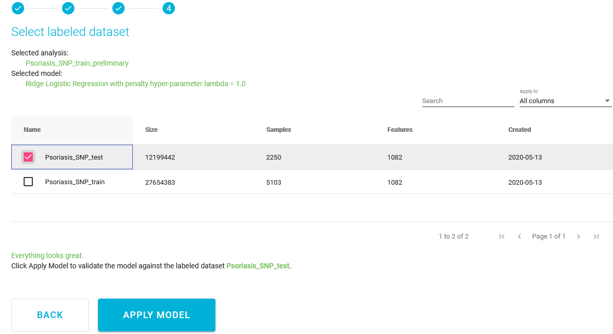 Select labeled dataset