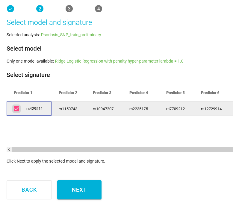 Select model & signature